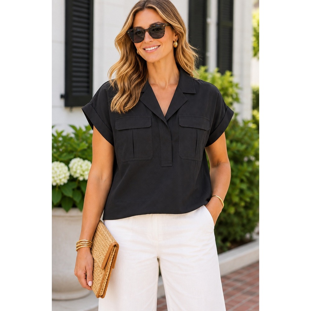 NWT Tuckernuck Black Utility Blouse Boxy Fit B1313 (MSRP: $128) XS